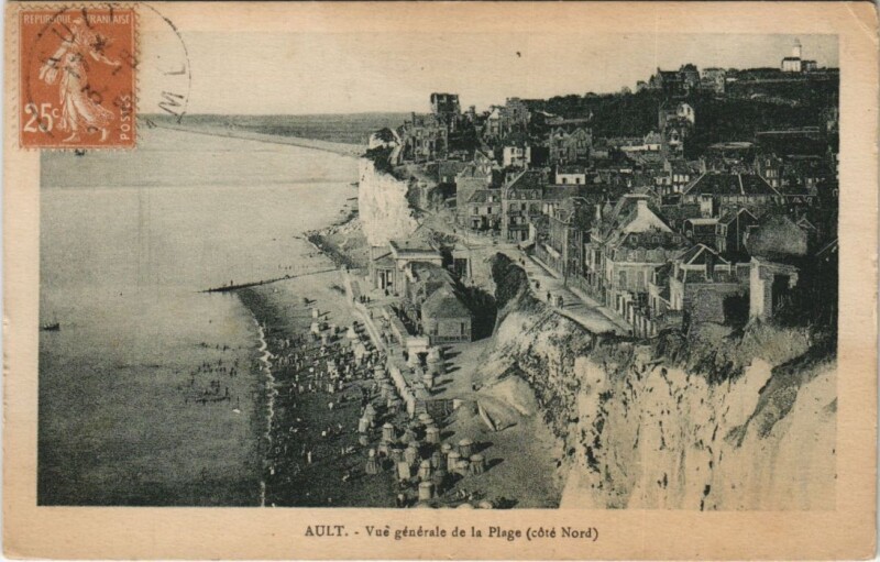 Carte postale ancienne Ault vue generale de la Plage