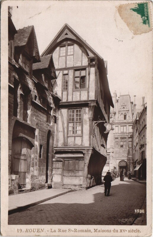 Carte postale ancienne Rouen - La rue Saint-Romain à Rouen
