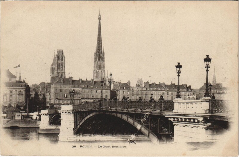 Carte postale ancienne Rouen - Le pont boieldieu à Rouen