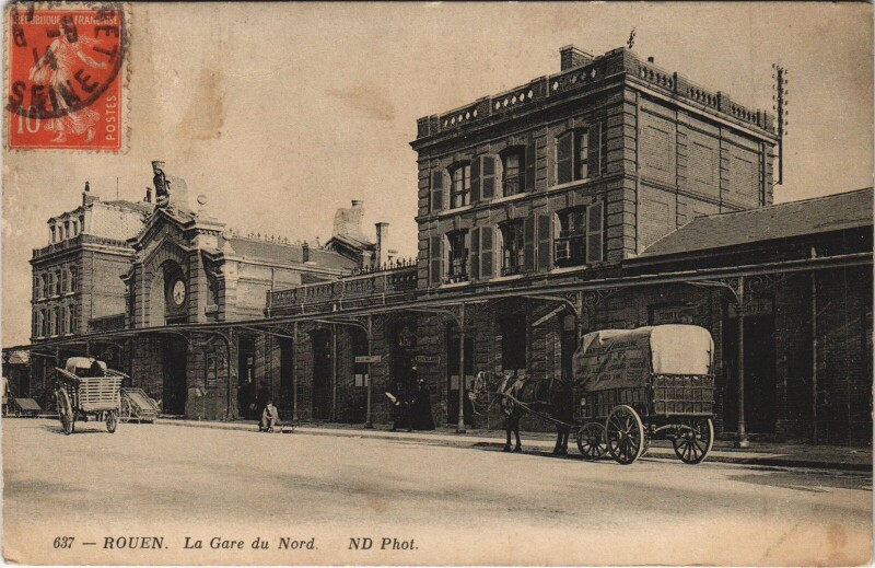 Carte postale ancienne Rouen - La gare du nord à Rouen
