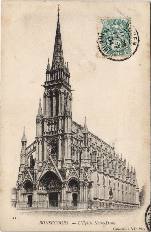 Carte postale ancienne Bon-Secours - L'Eglise notre