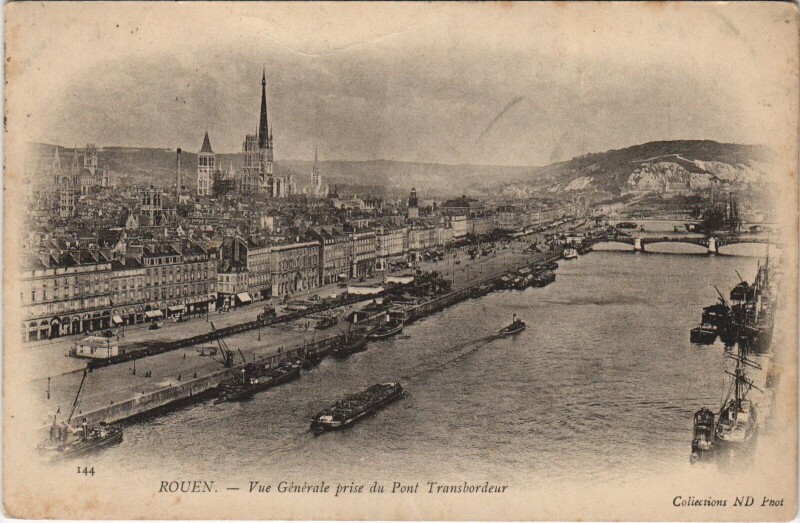 Carte postale ancienne Rouen - Vue générale prise du pont à Rouen