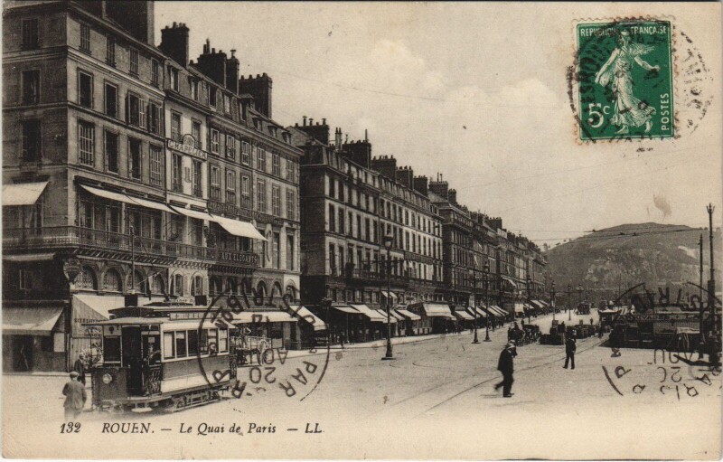 Carte postale ancienne Rouen - Le quai de Paris à Rouen