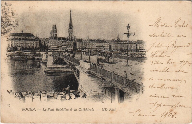 Carte postale ancienne Rouen - Le pont boildieu à Rouen
