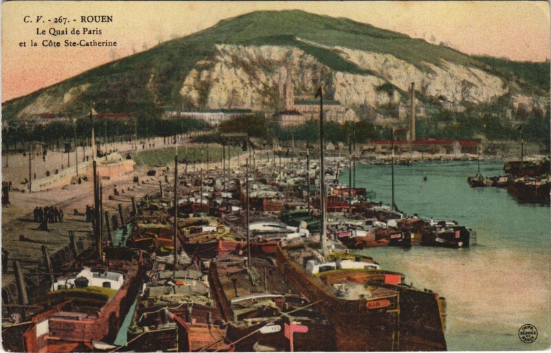 Carte postale ancienne Rouen - Le quai de Paris à Rouen
