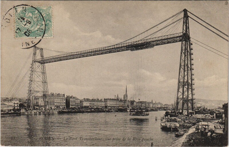 Carte postale ancienne Rouen - Le Pont transbordeur à Rouen