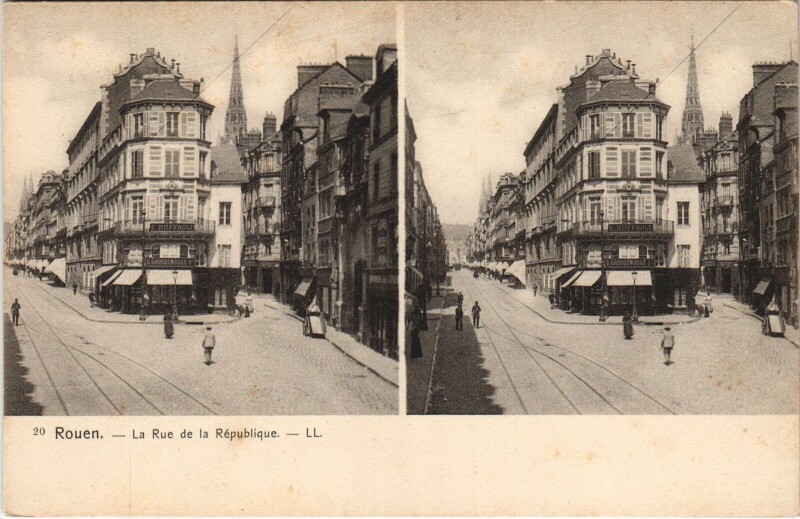 Carte postale ancienne Rouen - La rue de la republique à Rouen