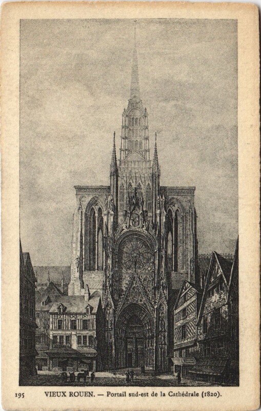 Carte postale ancienne Vieux Rouen - Portail sud est de la cathedrale à Rouen