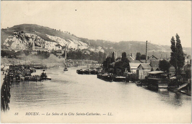 Carte postale ancienne Rouen - La Seine et la cote à Rouen