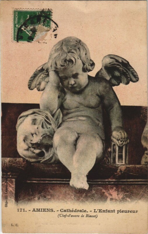 Carte postale ancienne Amiens Cathedrale Enfant pleureur à Amiens