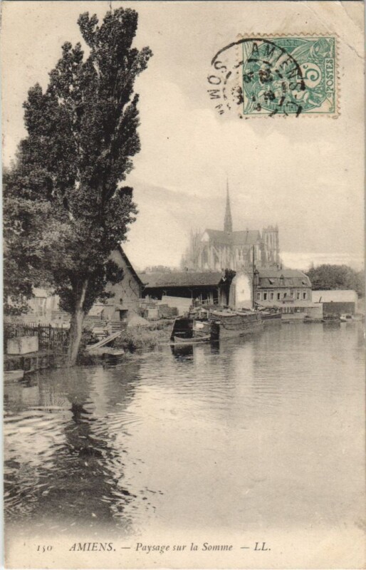 Carte postale ancienne Amiens Paysage sur la Somme à Amiens
