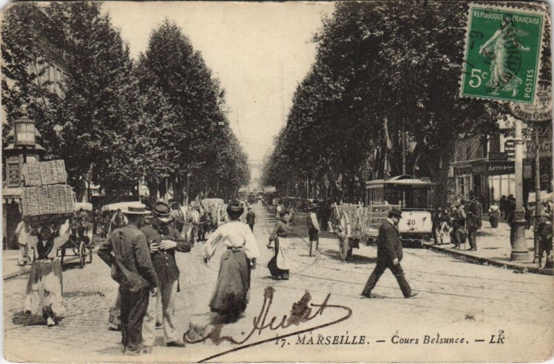Carte postale ancienne Marseille - Cours belsunce à Marseille