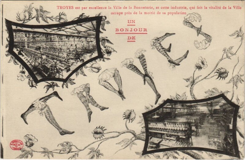 Carte postale ancienne Troyes Ier Fete de la Bonneterie 1909 Un Bonjour à Troyes