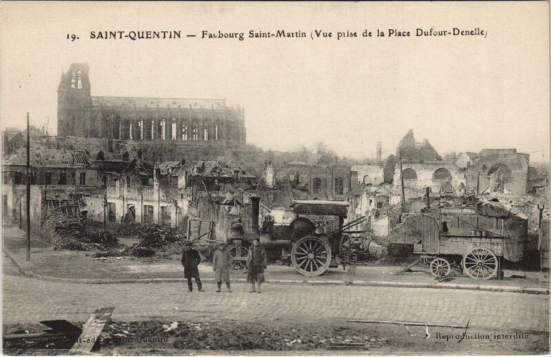 Carte postale ancienne Saint-Quentin Faubourg Saint-Martin à Saint-Quentin
