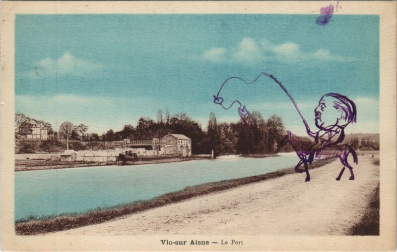 Carte postale ancienne Vic-Sur-Aisne Le port à Vic-sur-Aisne