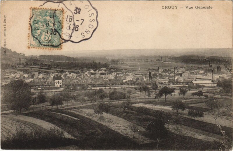 Carte postale ancienne Crouy Vue generale à Crouy
