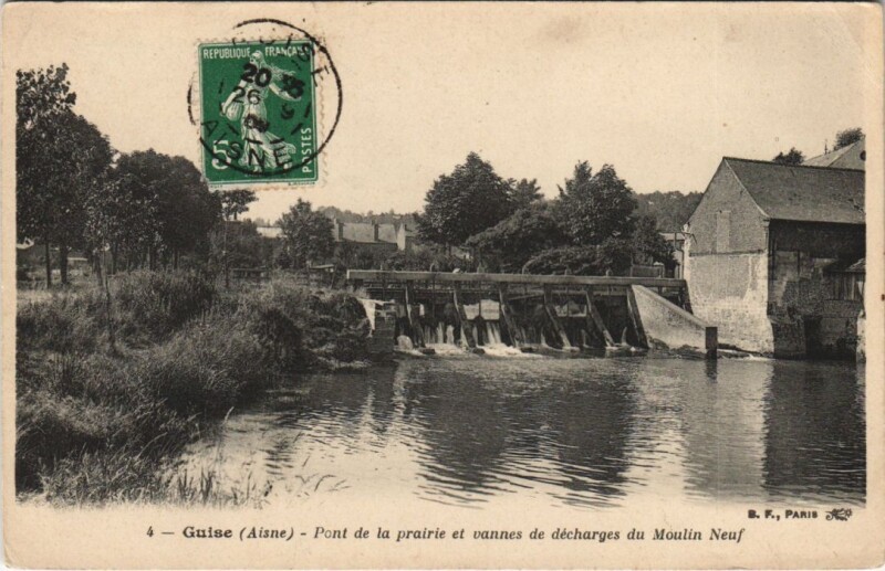 Carte postale ancienne Guise Pont de la prairie à Guise