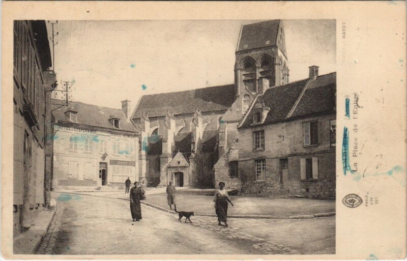 Carte postale ancienne Ambleny La place de l' Eglise à Ambleny