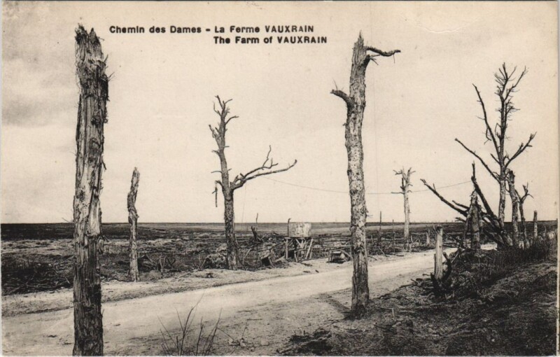 Carte postale ancienne Chemin des Dames La ferme vauxrain
