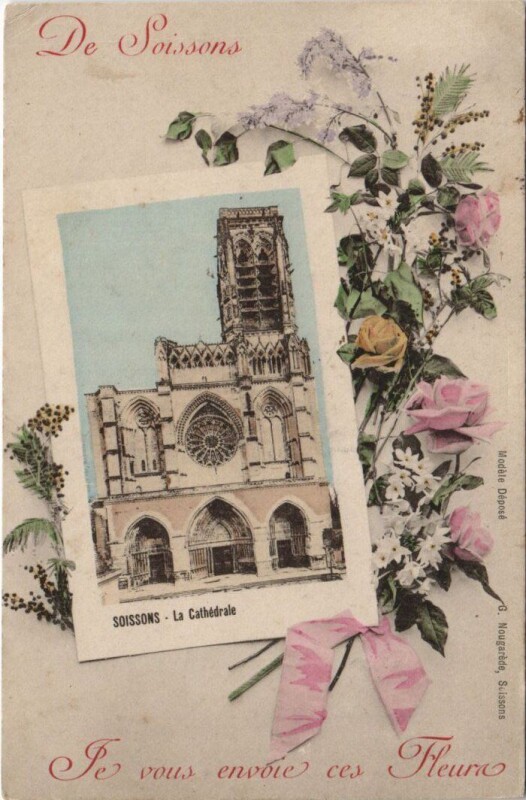 Carte postale ancienne De Soissons Je vous envoie ces fleur à Soissons