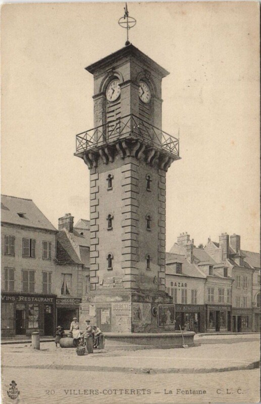 Carte postale ancienne Villers-Cotterets La fontaine