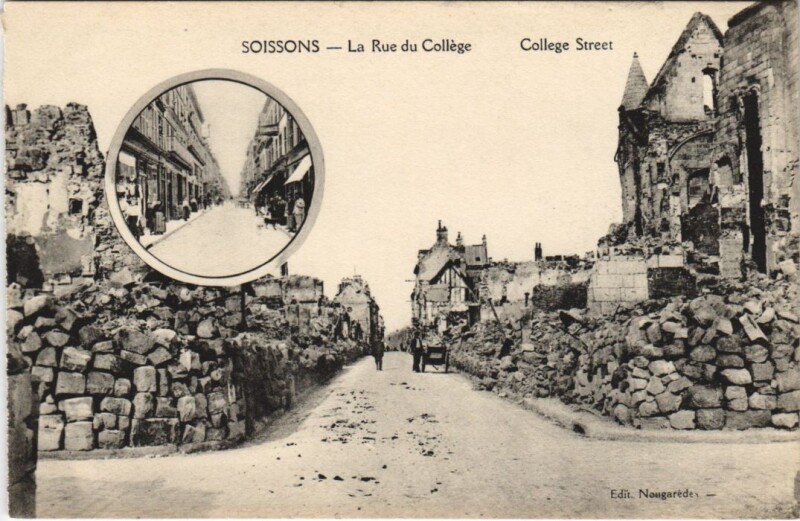 Carte postale ancienne Soissons La rue du college à Soissons
