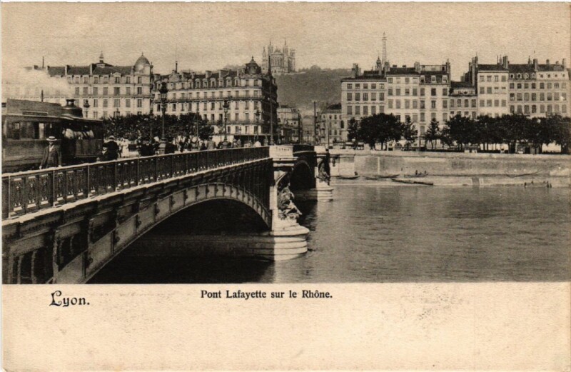 Carte postale ancienne Lyon Pont Lafayette sur le Rhone