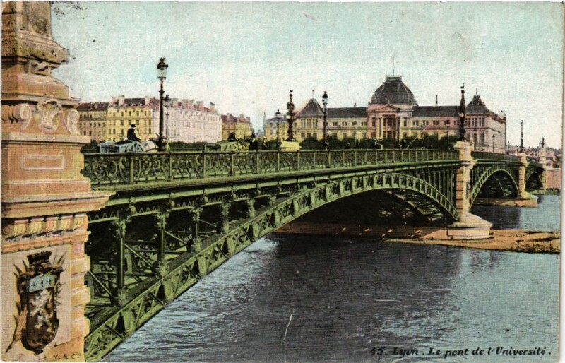 Carte postale ancienne Lyon Le Pont de l'Universite