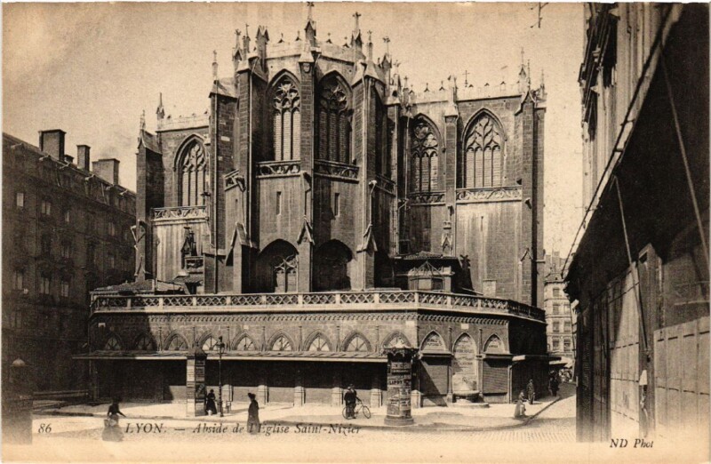 Carte postale ancienne Lyon Abside de l'Eglise Saint-Nizier