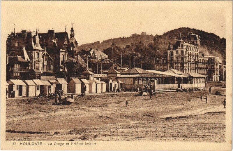 Carte postale ancienne Houlgate La Plage et l'Hotel Imbert à Houlgate