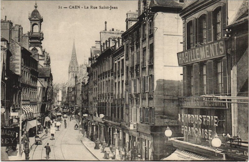 Carte postale ancienne Caen La Rue Saint-Jean