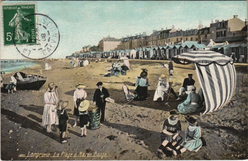 Carte postale ancienne Langrune-sur-Mer La Plage a Maree Basse à Langrune-sur-Mer