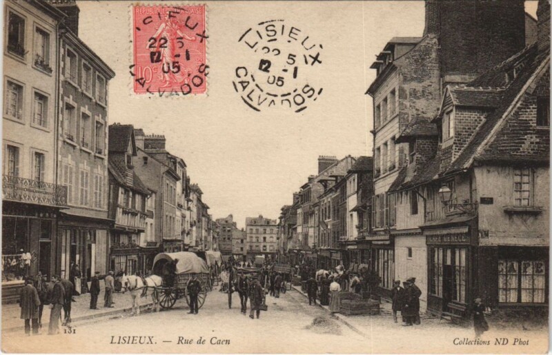 Carte postale ancienne Lisieux Rue de Caen à Lisieux