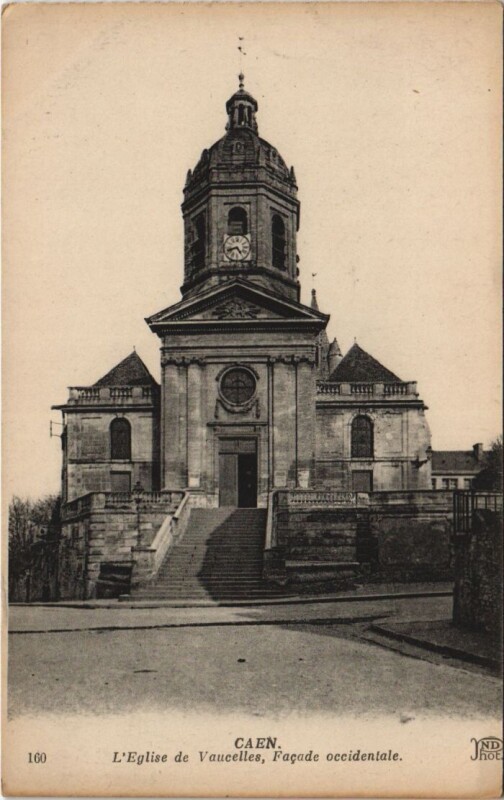 Carte postale ancienne Caen L'Eglise de Vaucelles - Facade Occidentale à Vaucelles