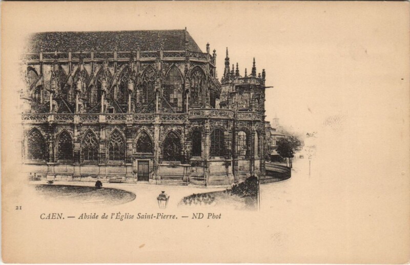 Carte postale ancienne Caen Abside de l'Eglise Saint-Pierre