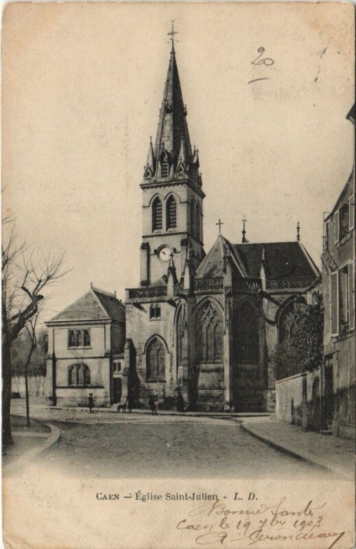 Carte postale ancienne Caen Eglise Saint-Julien
