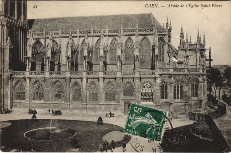 Carte postale ancienne Caen Abside de l'Eglise Saint-Pierre