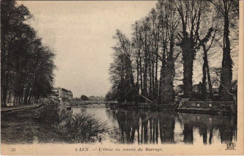 Carte postale ancienne Caen L'Orne en Amont du Barrage