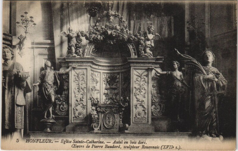 Carte postale ancienne Honfleur Eglise Sainte-Catherine - Autel en Bois Dore à Honfleur