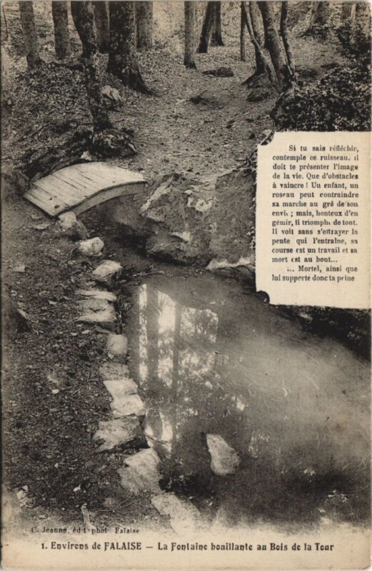 Carte postale ancienne Falaise Environs - La Fontaine Bouillante au Bois de la Tour à Falaise