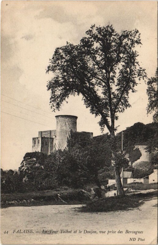Carte postale ancienne Falaise La Tour Talbot et le Donjon - Vue prise des Bercagnes à Falaise