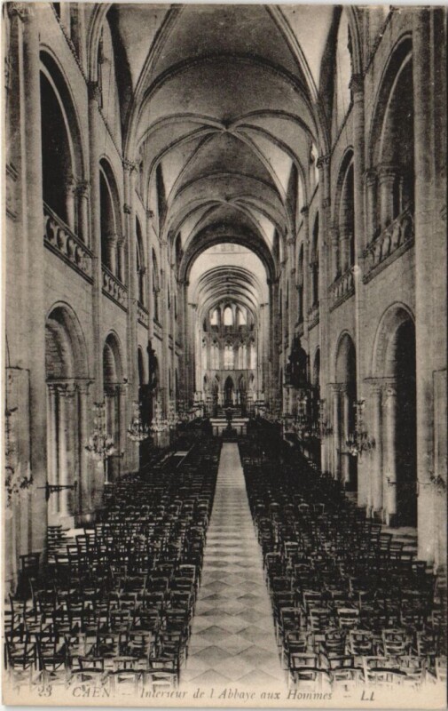 Carte postale ancienne Caen Interieur de l'Abbaye aux Hommes
