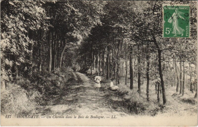 Carte postale ancienne Houlgate Un Chemin dans le Bois de Boulogne à Houlgate