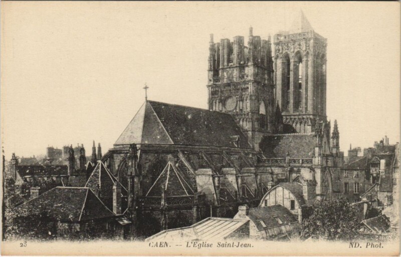 Carte postale ancienne Caen L'Eglise Saint-Jean