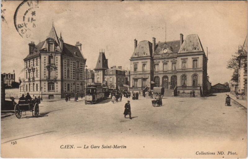 Carte postale ancienne Caen La Gare Saint-Martin