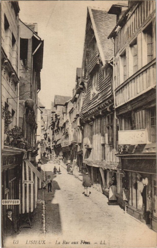 Carte postale ancienne Lisieux La Rue aux Feves à Lisieux