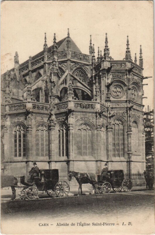 Carte postale ancienne Caen Abside de Eglise Saint Pierre