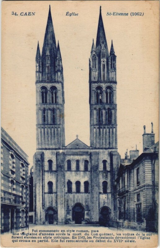 Carte postale ancienne Caen Eglise Saint Etienne