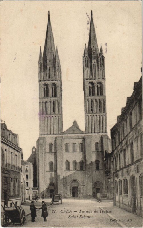 Carte postale ancienne Caen Facade de l'Eglise Saint-Etienne