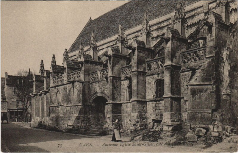 Carte postale ancienne Caen Ancienne Eglise Saint-Gilles